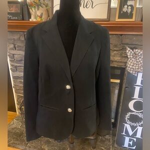 Lauren Ralph Lauren Women's Black Two-Button Blazer with Decorative Buttons